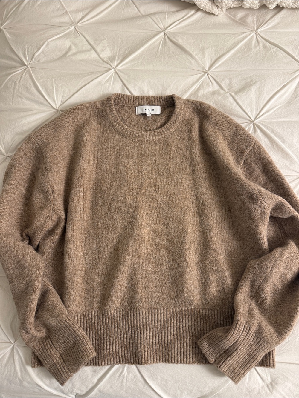 Relaxed Crewneck Sweater in Heather Taupe